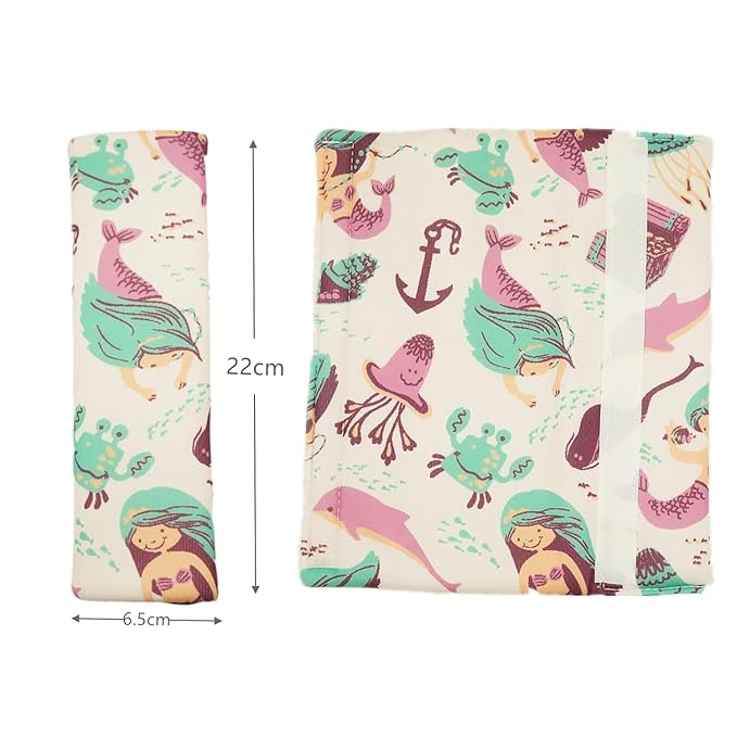 Baby Seat Belt Strap Cover, 2 Pcs Kids Car Seat Belt Cushions Pads, Shoulder Strap Protectors for Girls Boys (Mermaid)