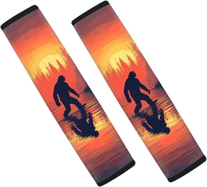 AFPANQZ Bigfoot Print Car Seat Belt Pads Cover Seatbelt Shoulder Strap Cushion Harnss Pads Comfortable Driving Universal Fit Truck Vans Sedans SUVs