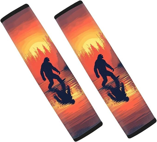 AFPANQZ Bigfoot Print Car Seat Belt Pads Cover Seatbelt Shoulder Strap Cushion Harnss Pads Comfortable Driving Universal Fit Truck Vans Sedans SUVs