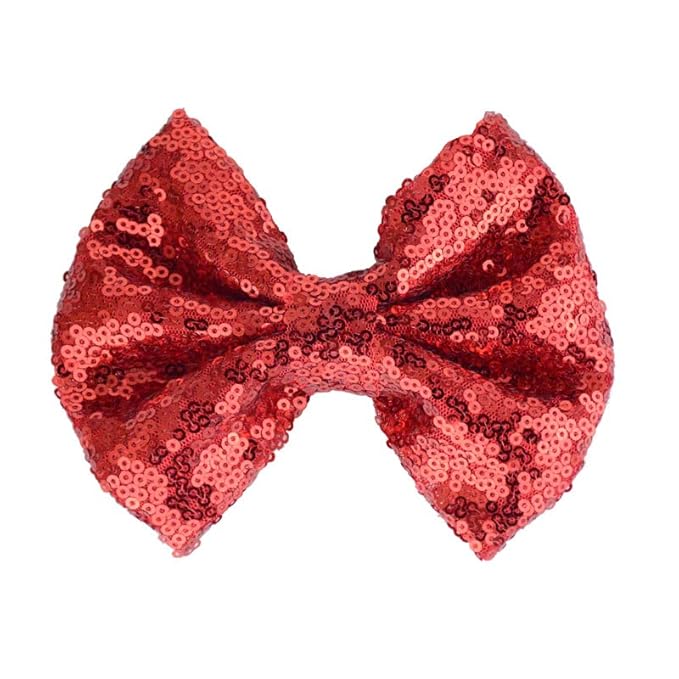Baby Christmas Sequins Headband Bow Red Green Glitter Sequins Bow Christmas Hair Band Bow BHC03 (Red Set)