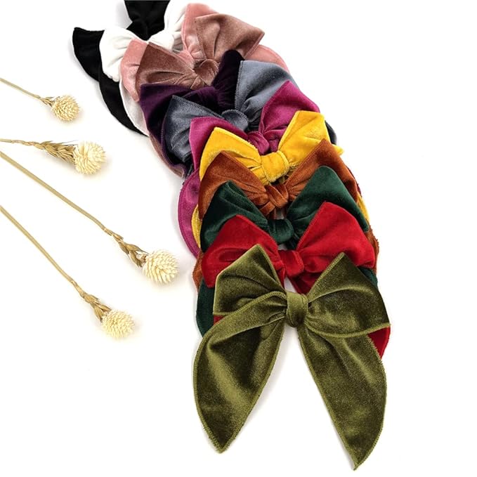 Pack of 24 Velvet Fable Bow Hair Clips for Women, Toddlers, and Kids - Alligator Hair Clips Hair Accessories (Velvet)