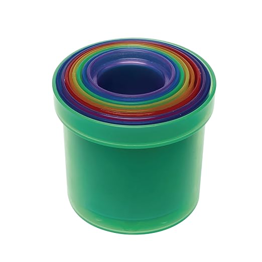 Early STEM Toddler Stacking and Nesting Toy Translucent Cups, Colorful Stacking and Building Toy for Toddlers (Item # RNBWCUPS)