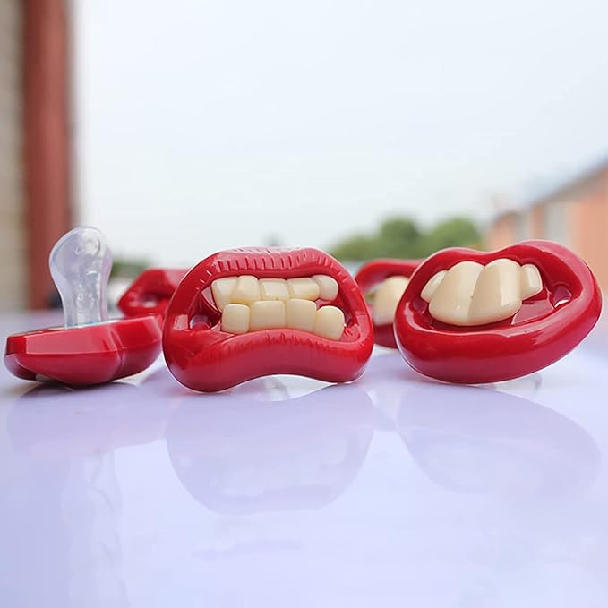 Funny Pacifier for Baby, Buck Tooth Pacifier Fake Big Teeth Soft Pacifiers with Teeth Food Grade Silicone for Babies Health BPA Free, Great Gift for Kids (3pcs-B)