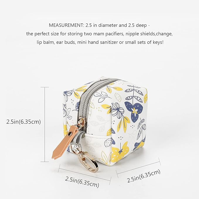 MOMIGO Pacifier Case Bag - Pacifier Holder with Clip for Diaper Bag Stroller Purse Charm, Holds 2 Pacifiers Outdoor Travel (Maple Leaf)