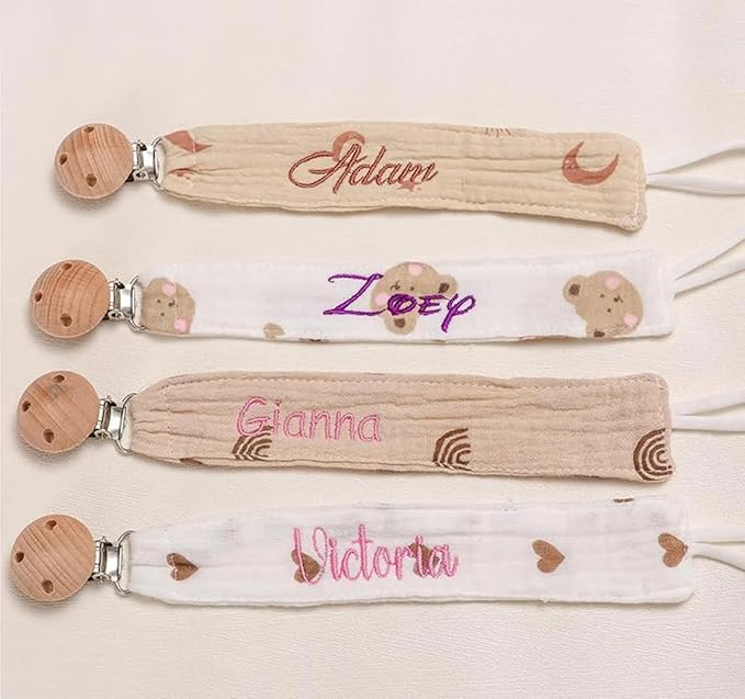 Personalized Pacifier Clip with Name,Custom Embroidered Webbing Binky Holder for Baby Boys & Girls,Newborn Pacifier Clip Holder (style1)