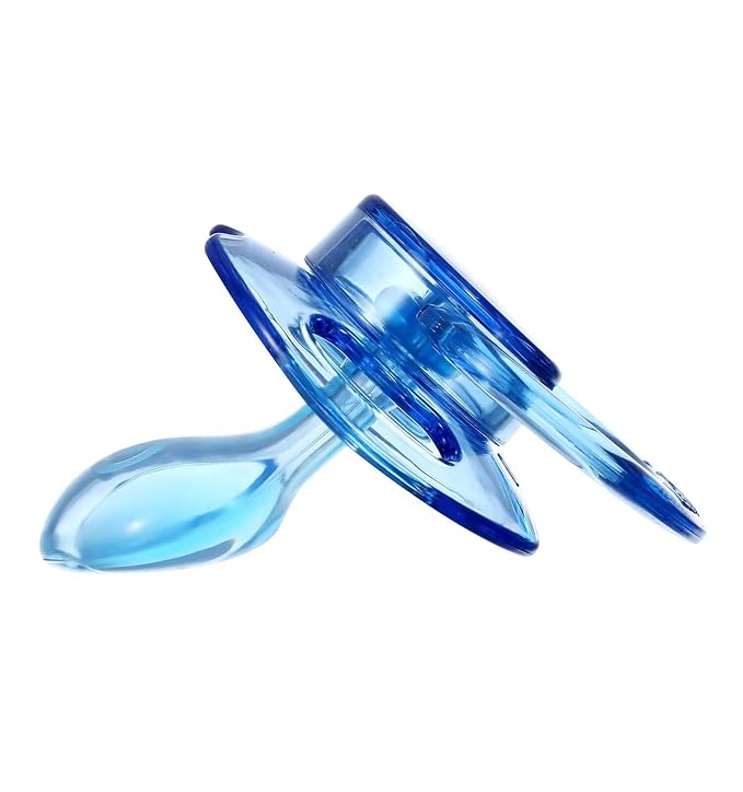 Landofgenie Large Shield Adult Size Pacifiers Bone Shape Transparent Design Pacifier Blue