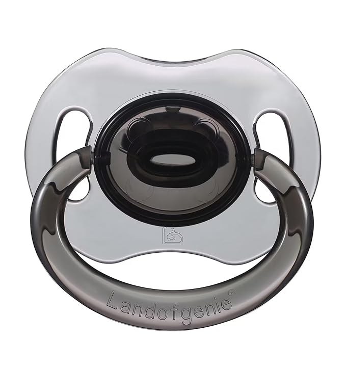 Landofgenie Large Shield Adult Size Pacifiers Bone Shape Transparent Design Pacifier Black