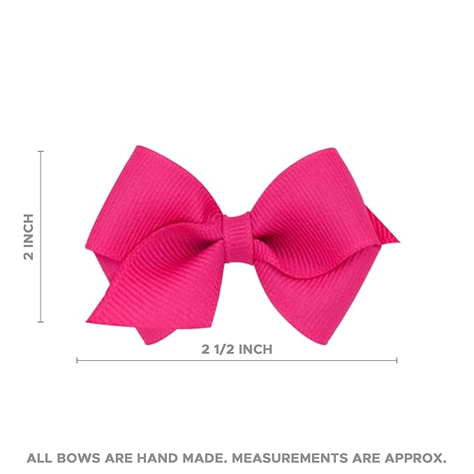 Wee Ones Girls' Classic Grosgrain Hair Bows with Plain Wrap Center, No-Slip Hair Clip, Handmade, White, Wee
