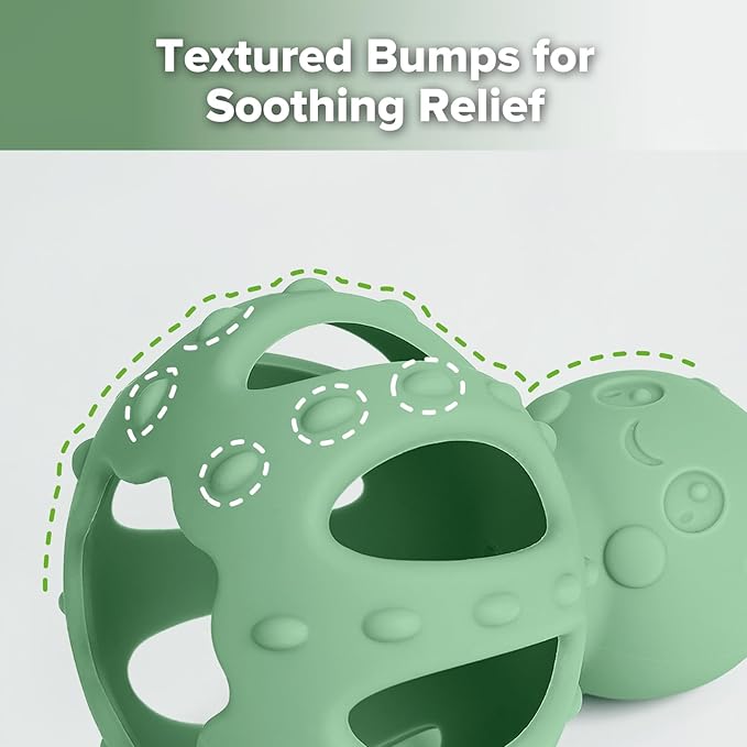 haakaa 2-in-1 Baby Teething Toy,Octopus Teether with Gentle Rattle,Soft Textured Teether for Sore Gums,Easy to Grasp Sensory Toy for Babies 3M+,Pea Green