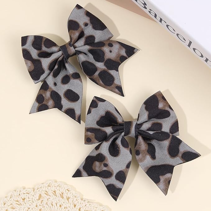 Baby Girls Leopard Bow hairpin girls leopard bow Hair Accessories for women.(FJ65) (2)