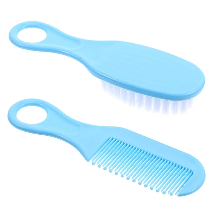 EXCEART Baby Hair Brush and Comb Set Massage Scalp Brush for Newborn and Toddler 1Set (Blue)