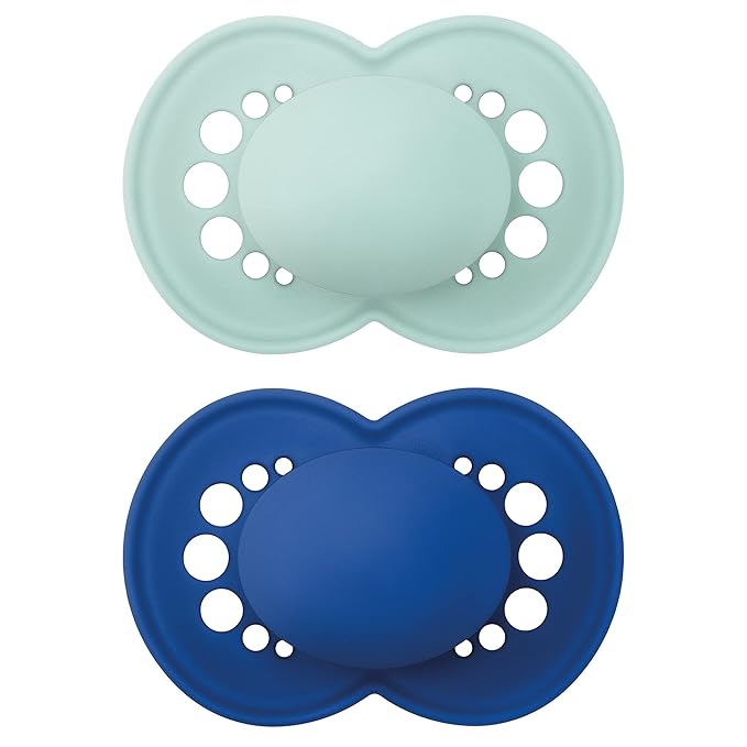MAM Matte Original Pacifier 2 Pack, Silicone Nipple Promotes Oral Development, Self-Sterilizing Case, Boy & Unisex, 16+ Months