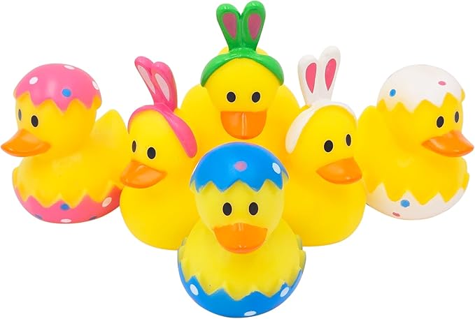 25-Pack Easter Rubber Duck Toy Bunny Rabbit Duckies for Kids Easter Eggs, Bath Birthday Gifts Baby Showers Summer Beach and Pool Activity, 2" (25-Pack)