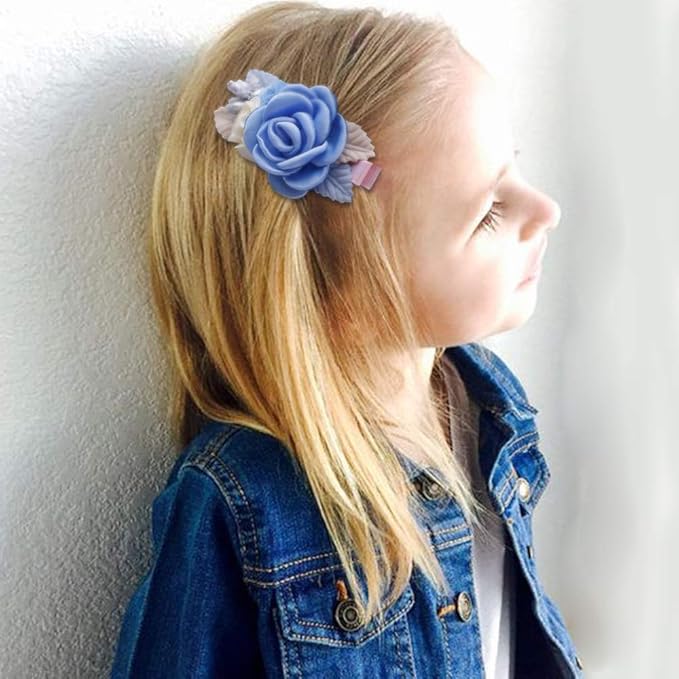 Flower Hair Clip for Baby Girl, Lightweight Hair Bow with Boutique Fully Lined Alligator Clip for Toddler Teens Gifts
