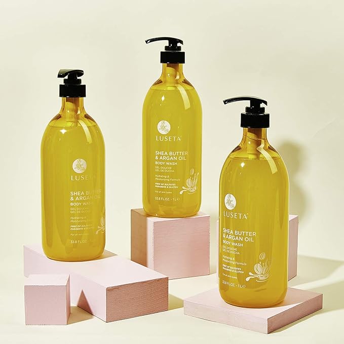 Luseta Shea Butter & Argan Oil Body Wash, Moisturizing Body Wash Formulated for Dry Skin Normal Skin Combination Skin 33.8oz