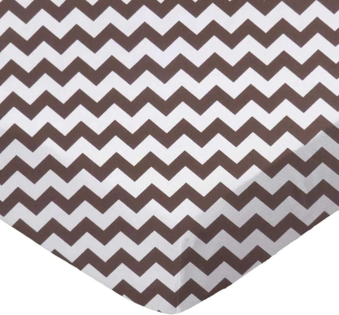 SheetWorld Baby Fitted Playard Sheet 24 x 42 inches, 100% Cotton Woven Sheet, Unisex Boy Girl, Brown Chevron Zigzag Made in USA, Compatible with Travel Crib