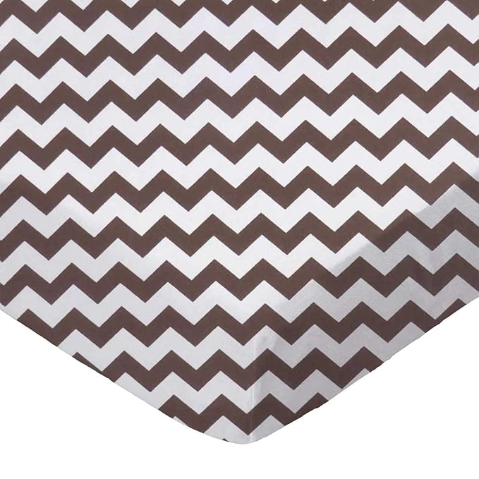 SheetWorld Fitted 100% Cotton Percale Pack N Play Sheet Fits Graco Square Play Yard 36 x 36, Brown Chevron Zigzag, Made in USA