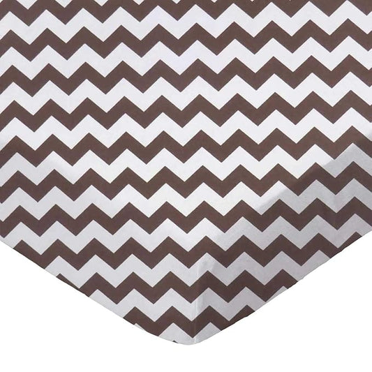 SheetWorld Fitted 100% Cotton Percale Pack N Play Sheet Fits Graco Square Play Yard 36 x 36, Brown Chevron Zigzag, Made in USA