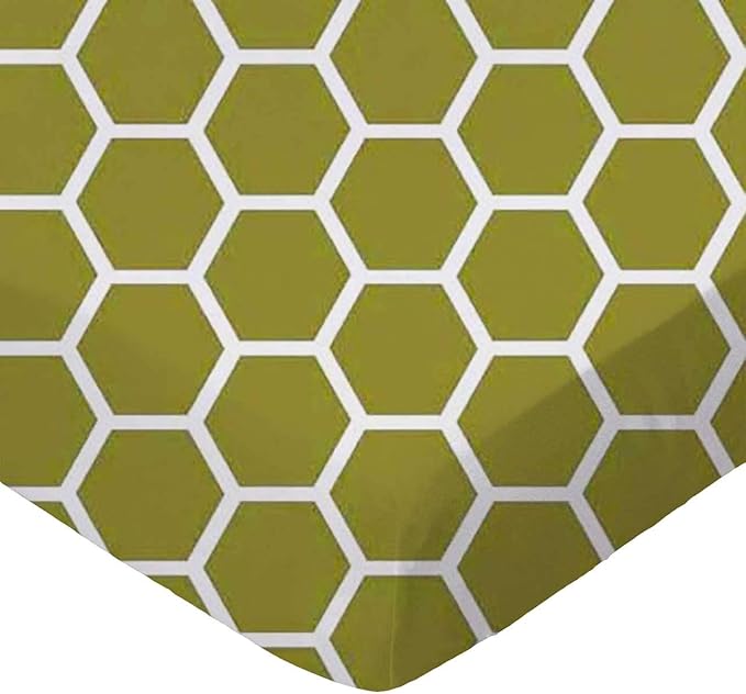 SheetWorld Baby Fitted Bassinet Sheet 15 x 33 inches, 100% Cotton Woven Sheet, Unisex Boy Girl, Sage Honeycomb, Made in USA
