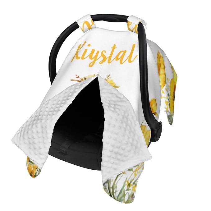 Personalized Baby Car Seat Canopy with Name – Custom Little Duck Minky Nursing Cover for Boys & Girls, Soft Stroller Cover for Infants & Newborns, Carseat Canopy for Breastfeeding