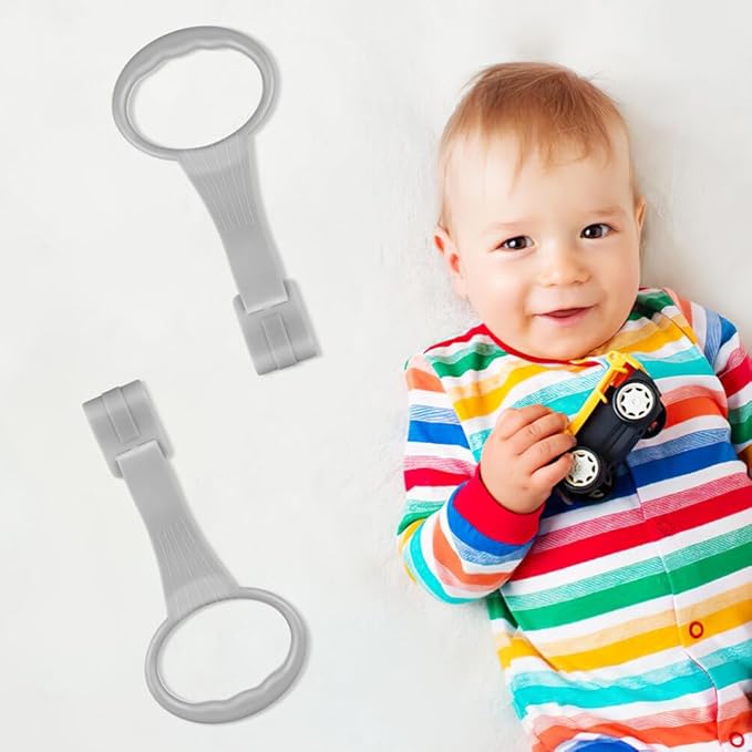 UPKOCH Baby Crib Pull Rings 2 Pairs Infant Standing Safety Handles for Walking Exercise Portable Baby Bed Hanging Rings 7.67X3.54 Inch Smooth Edges