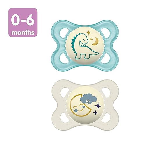 MAM Original Night Pacifiers 0-6 Months, Best for Breastfed Babies, Glow in The Dark, Unisex, Value Pack, 6 Count
