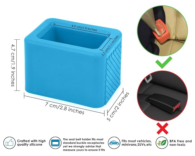 DS. DISTINCTIVE STYLE Seat Belt Holder Easy Access Seatbelt Accessories for Kids 2 Pieces(Blue)