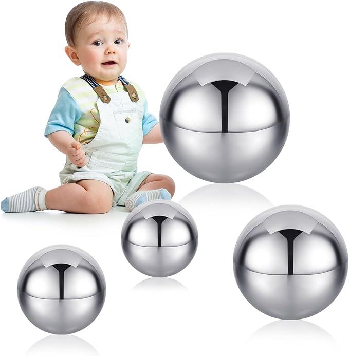 Shappy 4 Pcs Sensory Reflective Balls Stainless Steel Gazing Mirror Balls for Back to School Color Image Reflection Bedroom Ornaments (2.5,3,3.9,4.7 Inch)