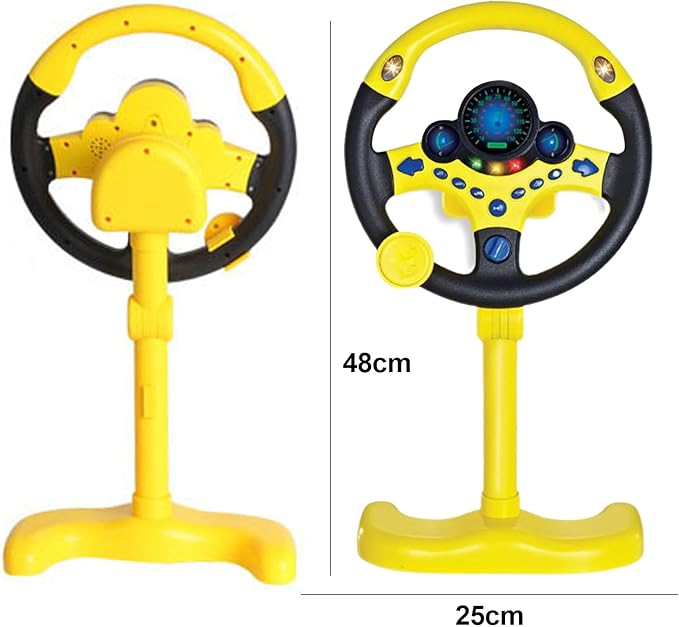 Steering Wheel Driving Toy, Simulated Steering Wheel for Kids, Electric Car Steering Wheel Toys，Electric Early Steering Wheel Toys with Music and Sound, Perfect and Ideal for Kids