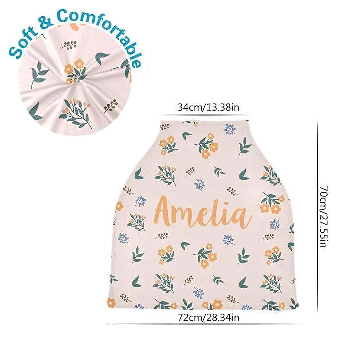 Personalized Baby Car Seat Cover for Babies, Custom Name Baby Car Seats Canopy for Boys Girls, Nursing Breastfeeding Stroller Covers for Infant Newborn, Shower Gift for Baby ()