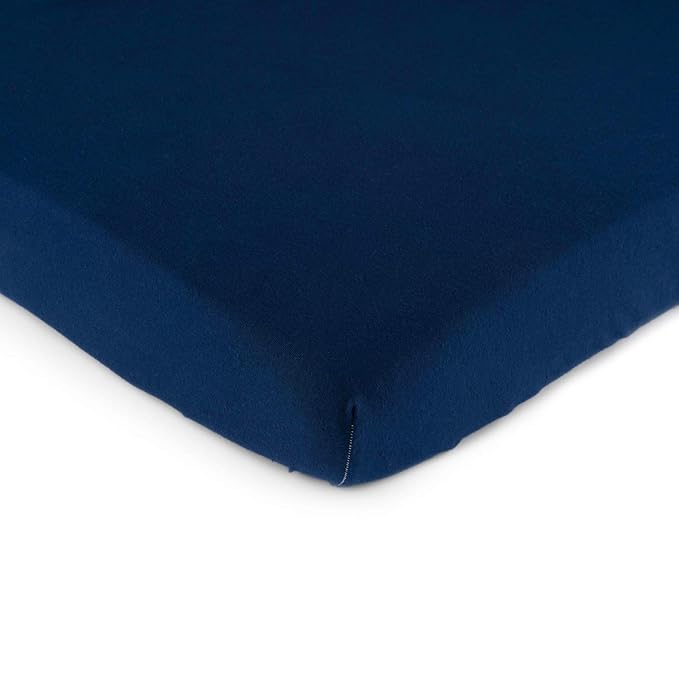 SheetWorld Fitted 100% Cotton Jersey Square Play Yard Sheet Fits Joovy 38 x 38, Solid Navy, Made in USA