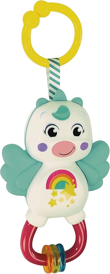 Clementoni 17778 Little Unicorn Rattle-Toddler, Early Years, Infant, New Born Soft Gift, 3 Months, Crinkle Squeaky, Sensory Learning Toys, Stroller Pendant, Made in Italy