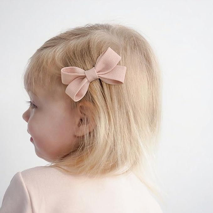 Baby Girls Hair Bows Set, 16 Pack Infant Hair Clips Fully Covered Barrettes, Toddler Hair Accessories for Babies, Kids Newborn Fine Hair in Pairs