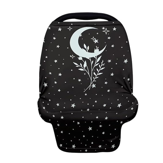 ZFRXIGN Sun and Moon Car Seat Cover for Baby Chair/Nursing Cover Scarf Girl/Babies Carseat Cover Canopy/Infant Carseat Canopy Stretchy Soft Stroller Cover Galaxy Leaf Black