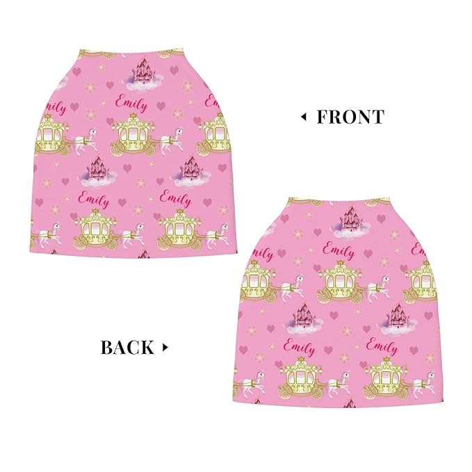 Personalized Baby Car Seat Cover for Girls, Custom Castles Nursing Covers for Breastfeeding with Name, Infant Stroller Cover, Baby Carseat Canopy for Newborn, Multiuse Car Seat Canopies