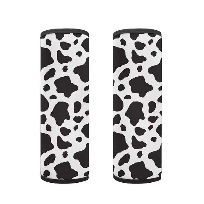 AFPANQZ Cow Print Car Seat Belt Covers Straps Pad Cushion Set for Boys Girls Auto Safety Seatbelt Pads Cushion Auto Accessories Decor Soft Backpack Laptop Bag Straps Shoulder Pad Soft Cushion