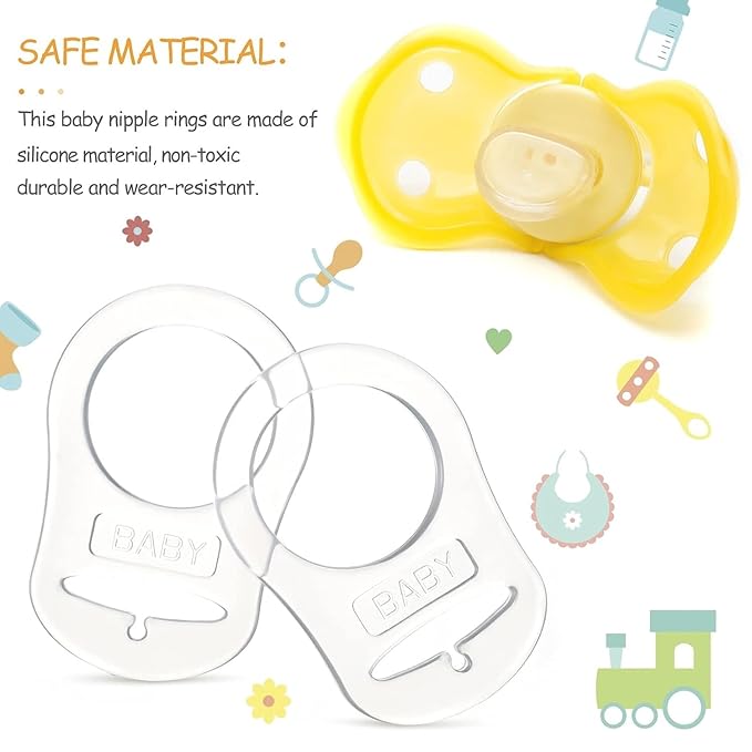 Patelai 15 Pieces Soft Silicone Baby Pacifier Clips Holders Silicone Adapter Rings Holder Baby Nipple Rings Dummy Nipple Holder for Pacifiers(Transparent)