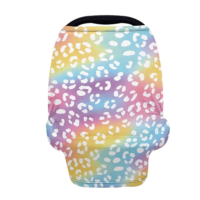 Forchrinse Colourful Leopard Print Car Seat Cover Stretchy Breastfeeding Nursing Cover Soft Multi Use Cover for Shopping Cart/High Chair/Stroller