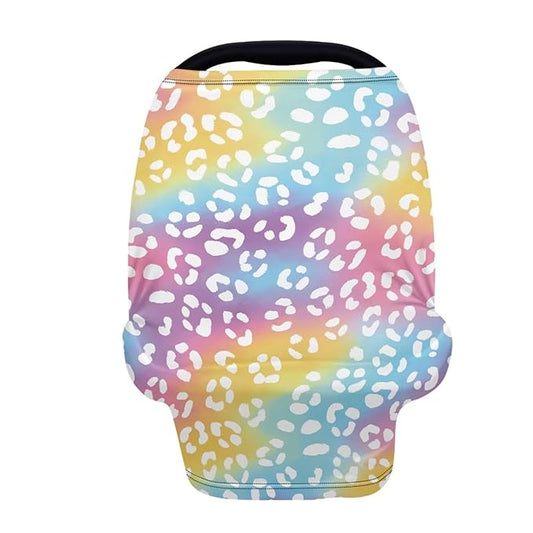 Forchrinse Colourful Leopard Print Car Seat Cover Stretchy Breastfeeding Nursing Cover Soft Multi Use Cover for Shopping Cart/High Chair/Stroller