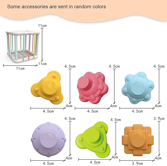 Montessori Toys,6 Pc Multi Sensory Shape Toys and Cube Bin, Shape Sorter Baby Toys for Girls Boys Birthday Gift,Toddler Developmental Learning Toys,Learning & Fine