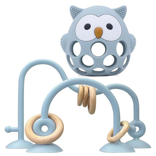 Baby High Chair Suction Toys Teething Chew - Baby Teething Table Toys Silicone Teethers, Food Grade Silicon for 6 12 18 Months (Blue)