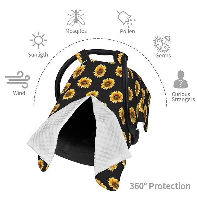 Sunflower Baby Car Seat Cover for Baby, Nursing Cover for Mom, Sunflower Baby Items Stuff