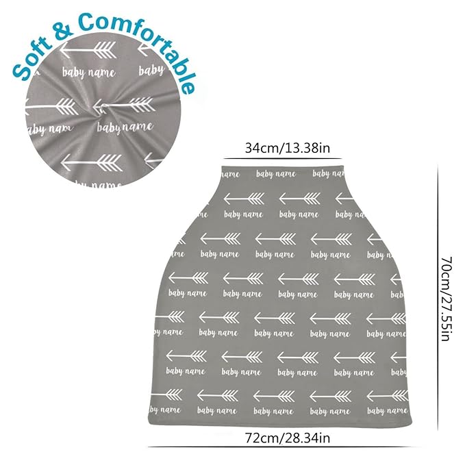 Personalized Baby Car Seat Cover for Babies, Custom Name Baby Car Seats Canopy for Boys, Nursing Breastfeeding Stroller Covers for Infant Newborn, Shower Gift (Arrow)