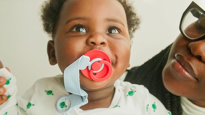 BIBS Loop Pacifier Clip - Sleek, Secure One-Handed Operation, Fits All BIBS and Most Brands, Machine Washable, Slim Profile for Comfort, Ages 0+ - Dark Oak