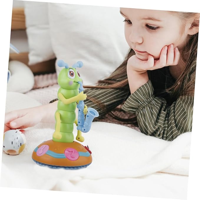 Toddmomy Electric Musical Caterpillar Toy for Boy Girl Sensory Dancing Saxophone Caterpillar Interactive Music Play Fun for Boy Girl and Toddlers No Batteries Required