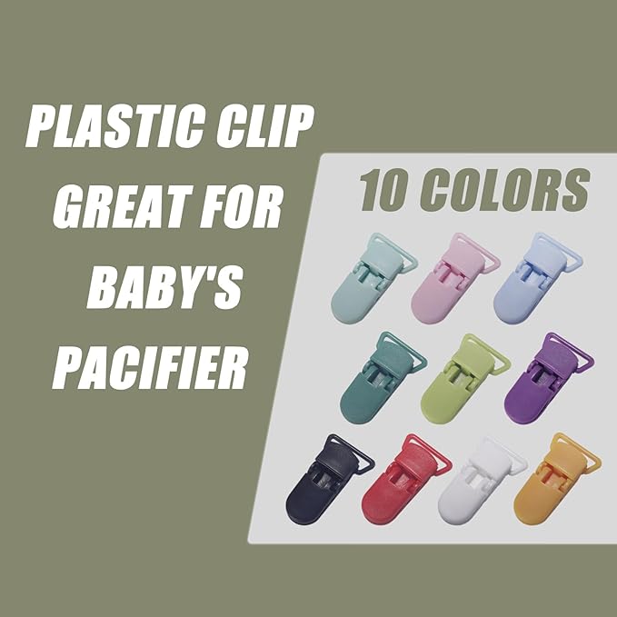 20-Pack Pacifier Clip Replacement Ends - BPA-Free Plastic Fasteners for DIY Baby Crafts, Sewing Bibs & Blankets Straps (3/4 Inch, 10 Color)
