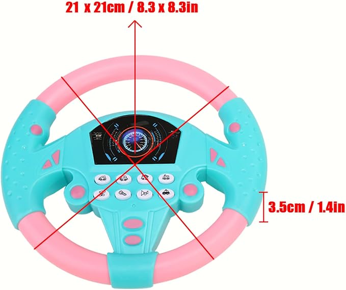 Keenso Baby Simulated Driving Controller Educational Copilot Steering Wheel Music Children Intelligent Toy Room Blue