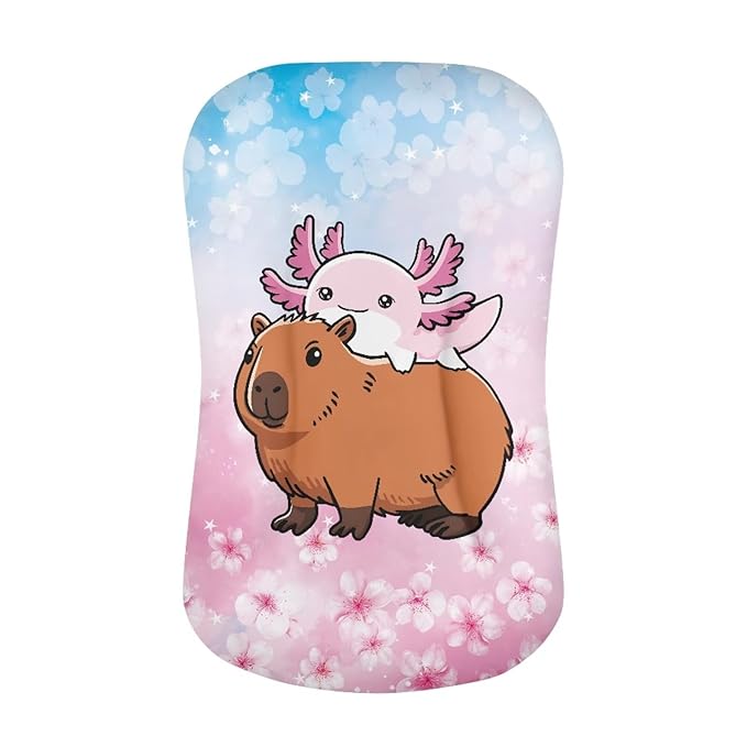 Capybara Axolotl Baby Lounger Cover for Boys Girls, Cherry Blossoms Newborn Infant Lounger Covers 31.5'' x 21.3'' Soft and Breathable Nest Replacement Slipcover