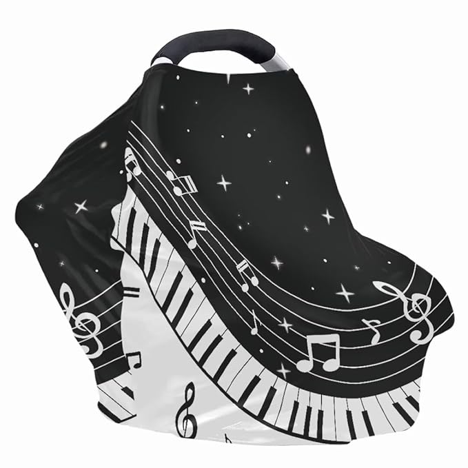Coldinair Music Notes Star Multifunctional Nursing Cover Multi Use Cover for Baby Car Seat Canopy Shopping Cart Cover,Stroller Cover