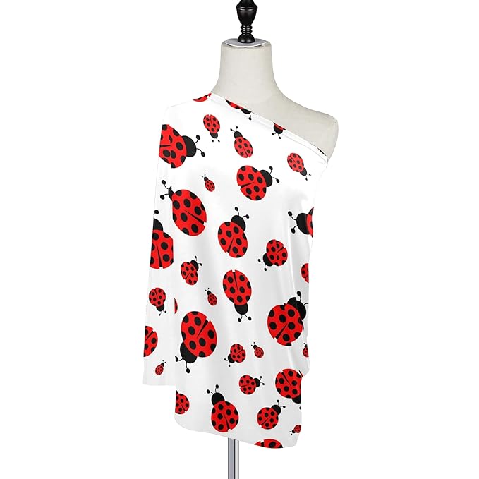Nursing Cover Breastfeeding Scarf Cute Red Ladybugs Baby Car Seat Covers Soft Breathable Infant Carseat Canopy Stroller Cover for Boys Girls